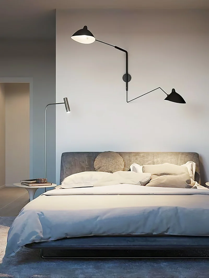 Wandlamp met Verstelbare Gelenkarm Zwart Modern Design voor Woonkamer Werkkamer Flur | Sansoti