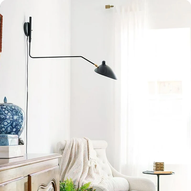 Wandlamp met Verstelbare Gelenkarm Zwart Modern Design voor Woonkamer Werkkamer Flur | Sansoti