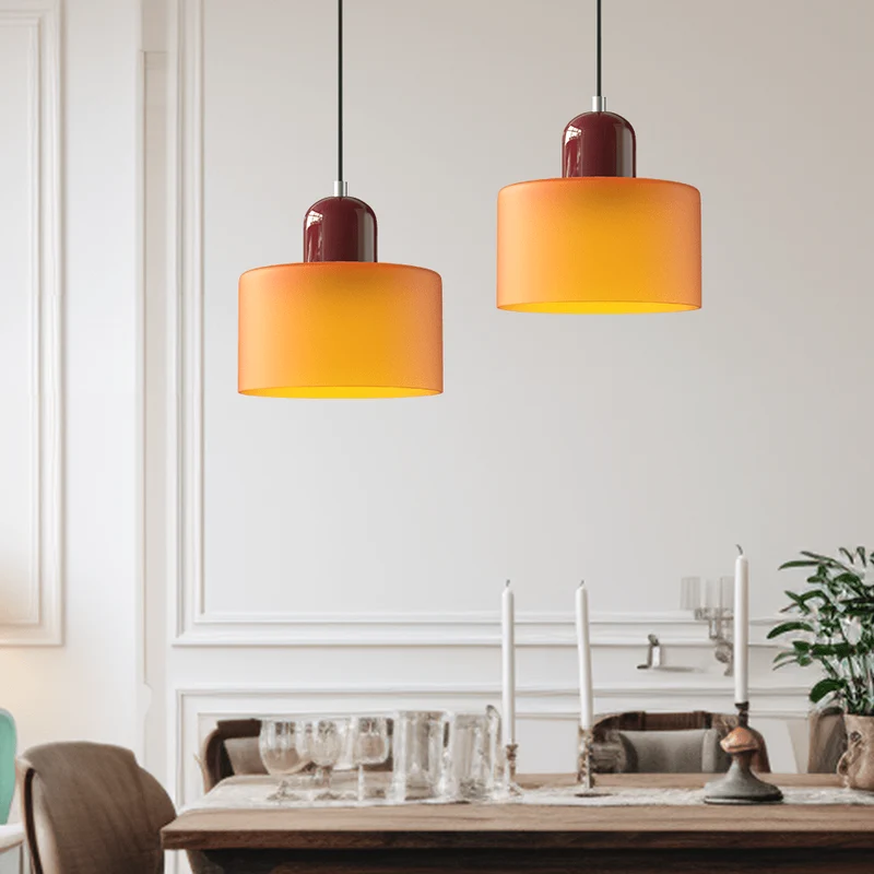 Glazen Hanglamp Bauhaus-Stijl Handgeweven Afwerking Eetkamer Woonkamer | Sansoti