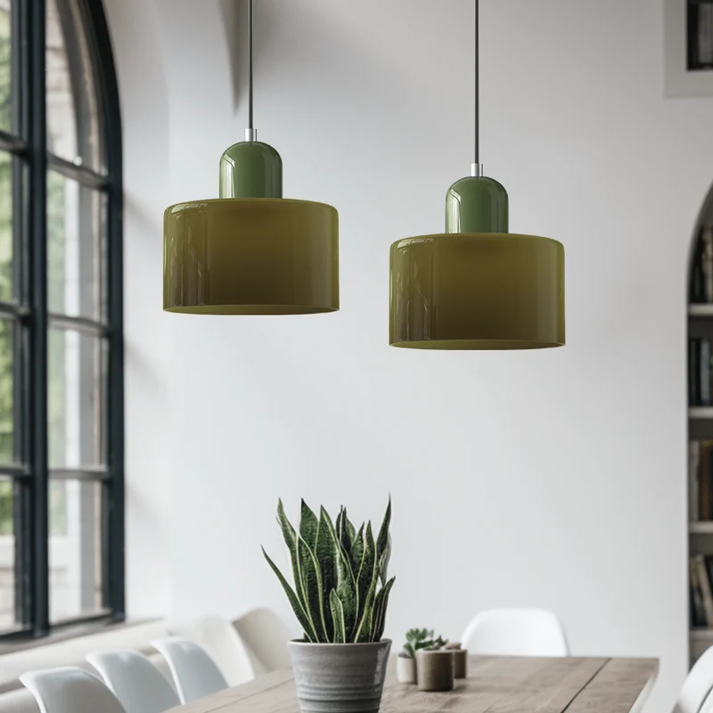 Glazen Hanglamp Bauhaus-Stijl Handgeweven Afwerking Eetkamer Woonkamer | Sansoti