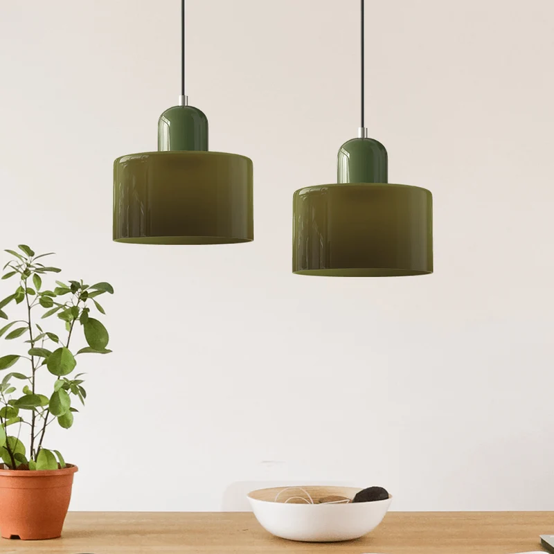 Glazen Hanglamp Bauhaus-Stijl Handgeweven Afwerking Eetkamer Woonkamer | Sansoti