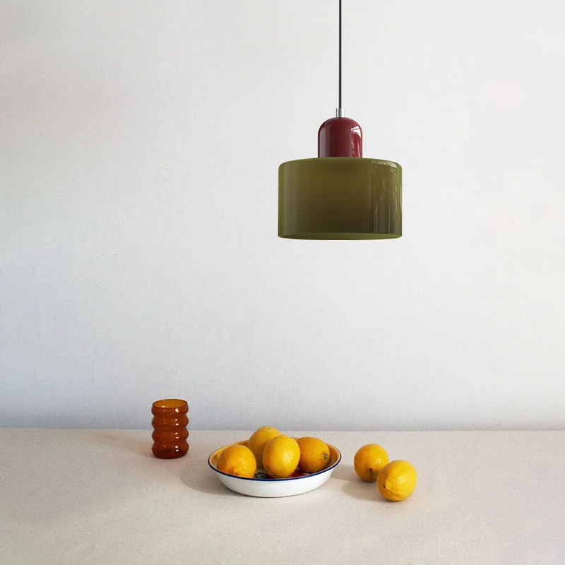 Glazen Hanglamp Bauhaus-Stijl Handgeweven Afwerking Eetkamer Woonkamer | Sansoti