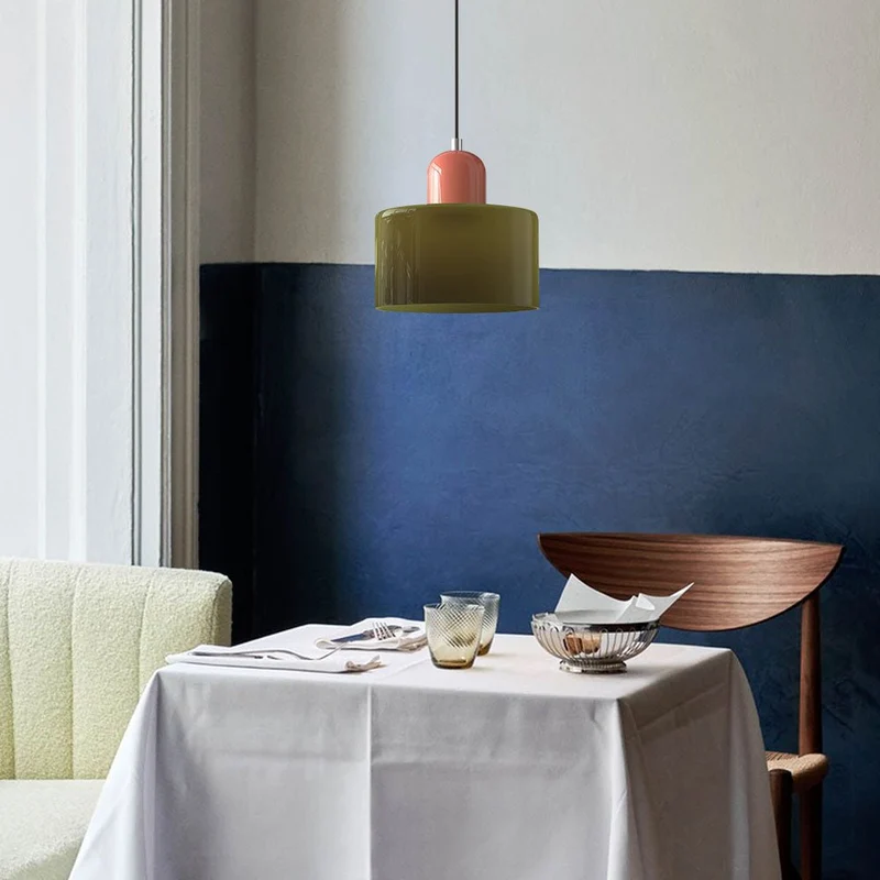 Glazen Hanglamp Bauhaus-Stijl Handgeweven Afwerking Eetkamer Woonkamer | Sansoti