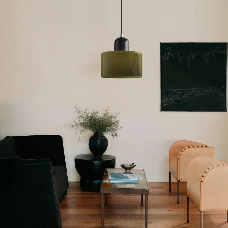 Glazen Hanglamp Bauhaus-Stijl Handgeweven Afwerking Eetkamer Woonkamer | Sansoti