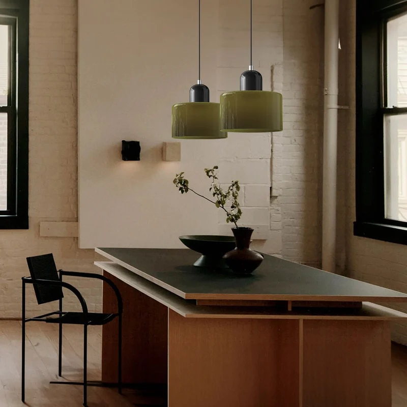 Glazen Hanglamp Bauhaus-Stijl Handgeweven Afwerking Eetkamer Woonkamer | Sansoti
