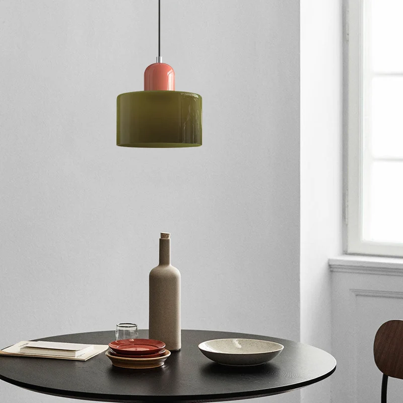 Glazen Hanglamp Bauhaus-Stijl Handgeweven Afwerking Eetkamer Woonkamer | Sansoti