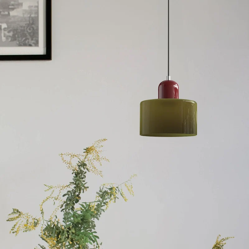 Glazen Hanglamp Bauhaus-Stijl Handgeweven Afwerking Eetkamer Woonkamer | Sansoti