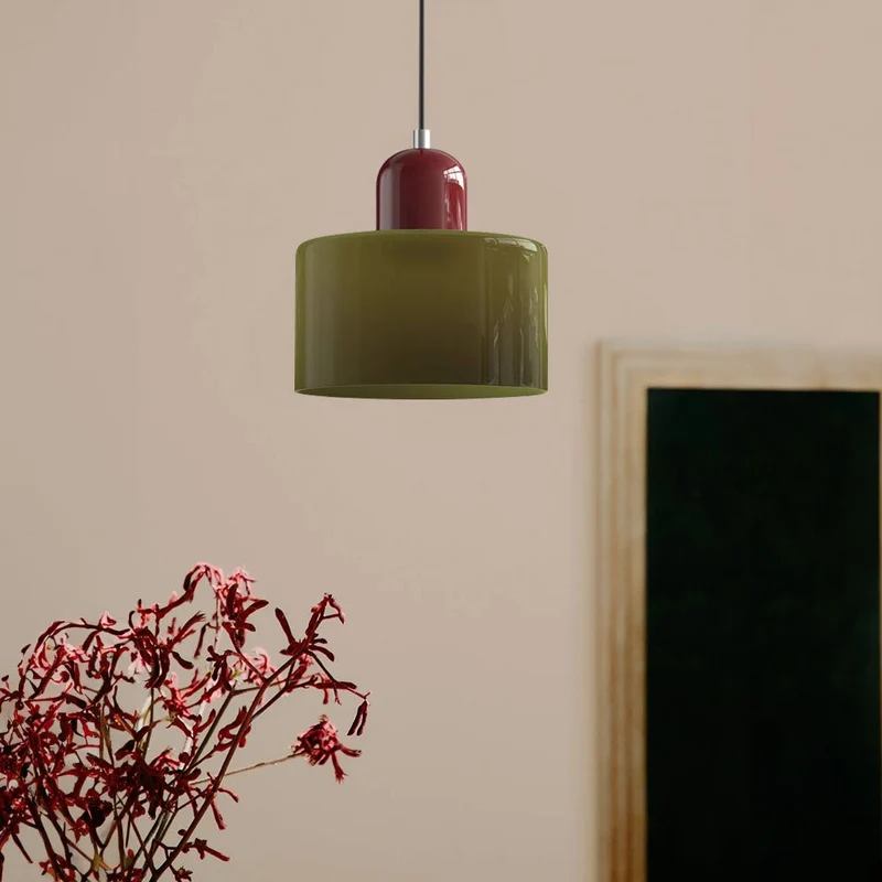 Glazen Hanglamp Bauhaus-Stijl Handgeweven Afwerking Eetkamer Woonkamer | Sansoti