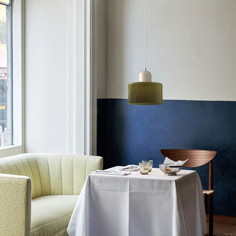 Glazen Hanglamp Bauhaus-Stijl Handgeweven Afwerking Eetkamer Woonkamer | Sansoti