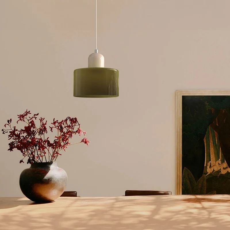 Glazen Hanglamp Bauhaus-Stijl Handgeweven Afwerking Eetkamer Woonkamer | Sansoti