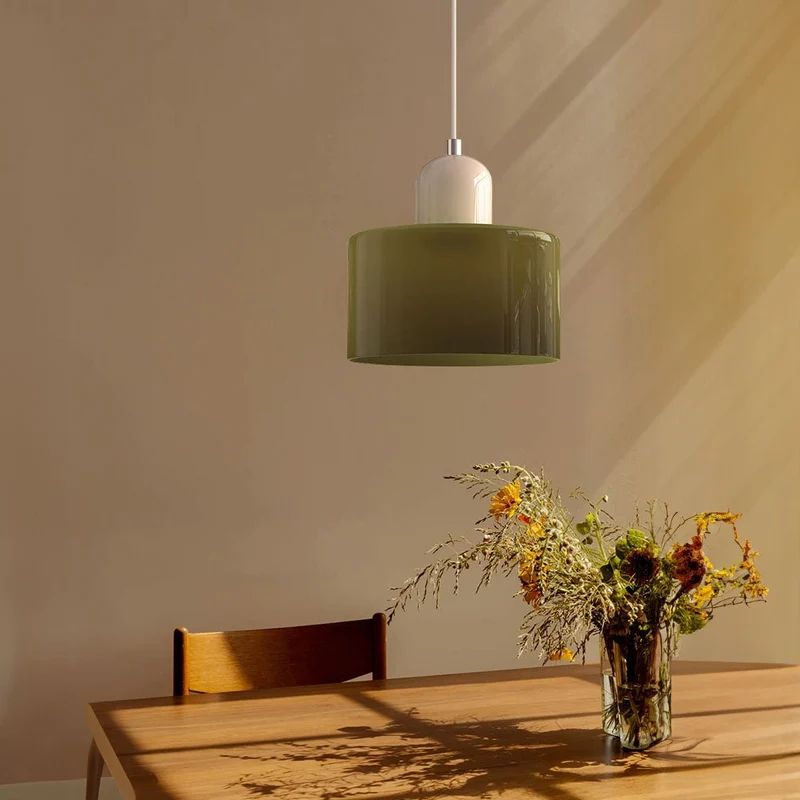 Glazen Hanglamp Bauhaus-Stijl Handgeweven Afwerking Eetkamer Woonkamer | Sansoti