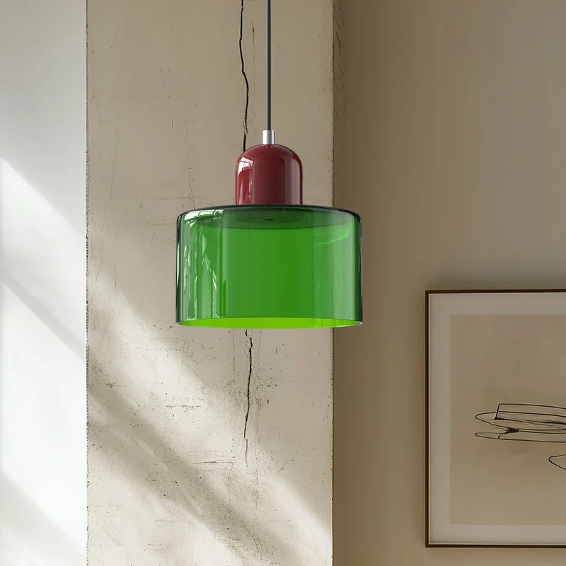 Glazen Hanglamp Bauhaus-Stijl Handgeweven Afwerking Eetkamer Woonkamer | Sansoti