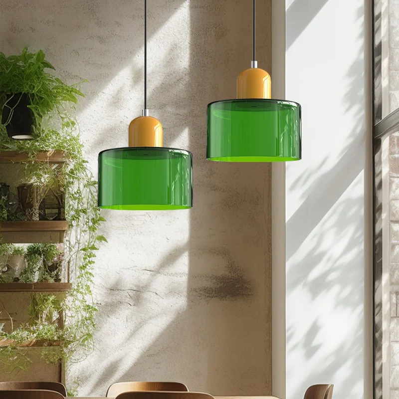 Glazen Hanglamp Bauhaus-Stijl Handgeweven Afwerking Eetkamer Woonkamer | Sansoti