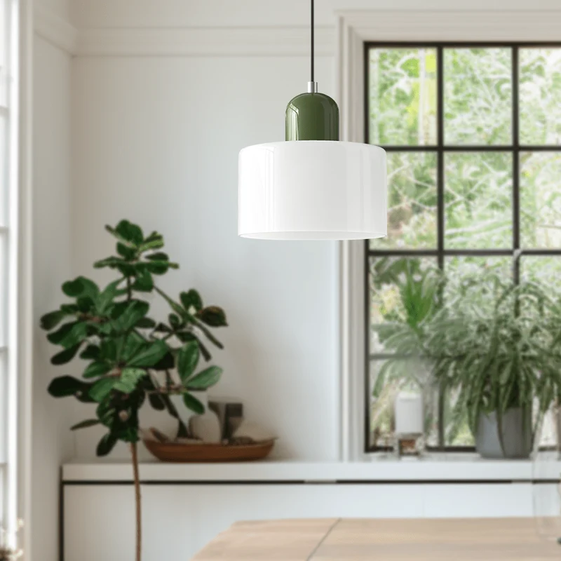 Glazen Hanglamp Bauhaus-Stijl Handgeweven Afwerking Eetkamer Woonkamer | Sansoti