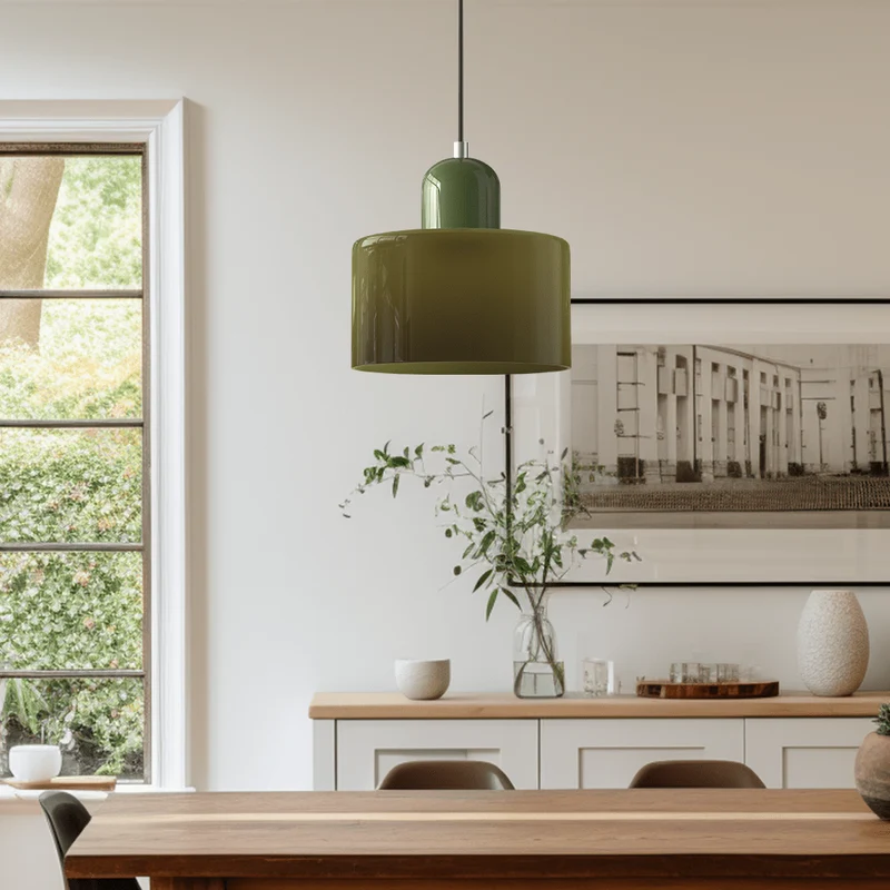 Glazen Hanglamp Bauhaus-Stijl Handgeweven Afwerking Eetkamer Woonkamer | Sansoti