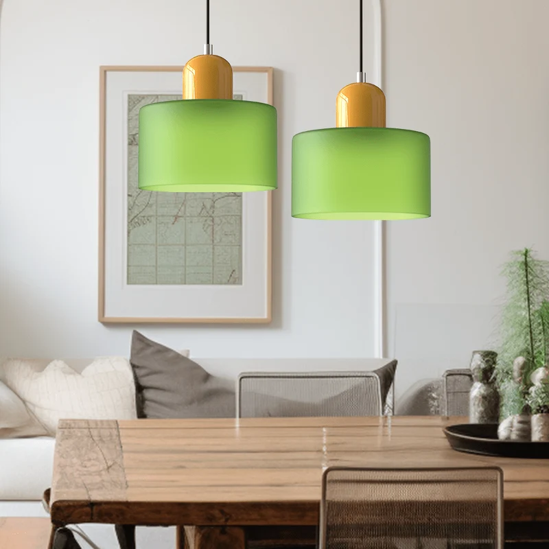 Glazen Hanglamp Bauhaus-Stijl Handgeweven Afwerking Eetkamer Woonkamer | Sansoti