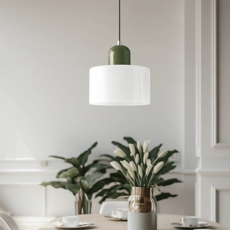 Glazen Hanglamp Bauhaus-Stijl Handgeweven Afwerking Eetkamer Woonkamer | Sansoti