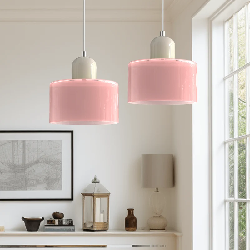 Glazen Hanglamp Bauhaus-Stijl Handgeweven Afwerking Eetkamer Woonkamer | Sansoti