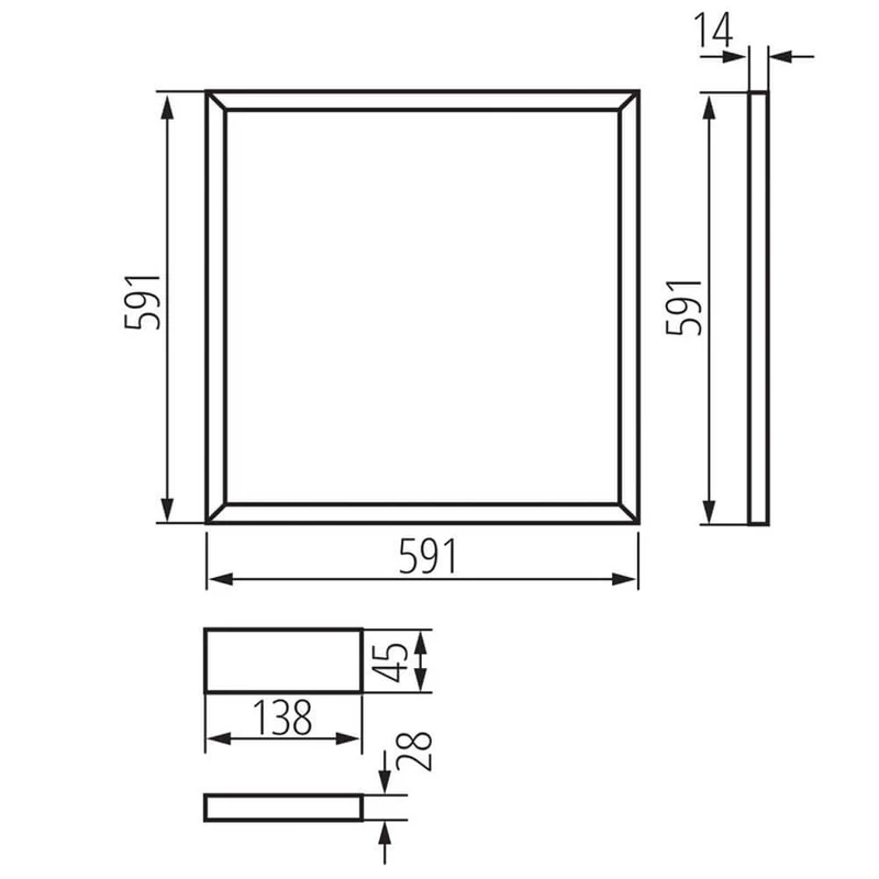 LED Einlegerahmen für Odenwalddecke 59 x 59cm Neutralweiß
