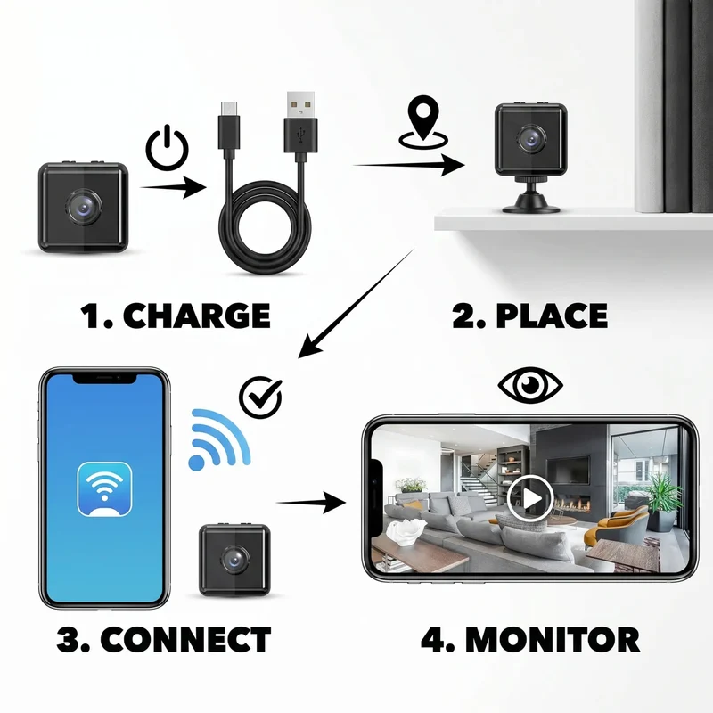Draadloze WiFi Beveiligingscamera 1080P Full HD Weerbestendig App-Bestuurd Binnen Buiten Compacte Bewakingscamera Bewegingsdetectie Nachtzicht | Sansoti
