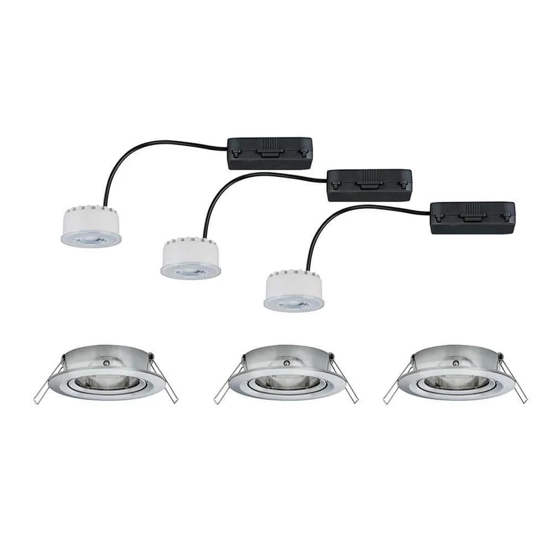 Premium EBL Set Reflector Coin rd schwb. Dimmbar LED 3x6,8W Alu