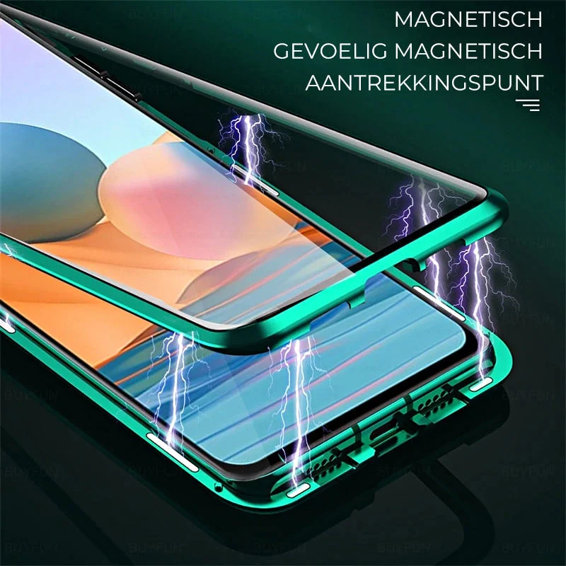 Magnetische Telefoonhoes Gehard Glas Dubbelzijdig voor Samsung | Volledige Bescherming Metalen Frame | Sansoti