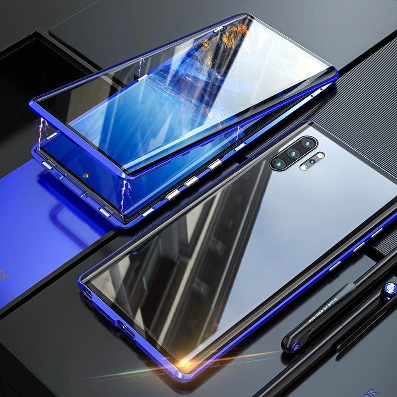 Magnetische Telefoonhoes Gehard Glas Dubbelzijdig voor Samsung | Volledige Bescherming Metalen Frame | Sansoti