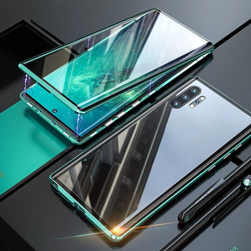 Magnetische Telefoonhoes Gehard Glas Dubbelzijdig voor Samsung | Volledige Bescherming Metalen Frame | Sansoti