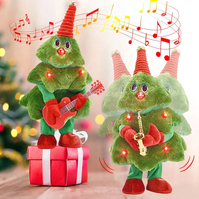 Dansende Kerstboom Knuffel met Muziek en Beweging - Groen Pluche Speelgoed - 35cm Interactieve Kerstdecoratie - Zingende Boom voor Kinderen en Volwassenen | Sansoti
