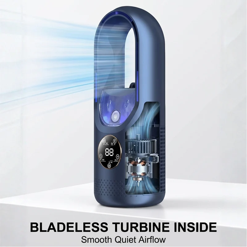 Draagbare Stil Aircooler zonder Bladeren USB – Compacte Tafelventilator voor Thuis & Kantoor – 6 Snelheden – Watertank 100ml | Sansoti