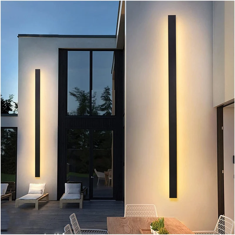 Aluminium Waterdichte Buitenwandlamp Lineair LED Strak Design Zwart Chroom Tuin Veranda Garage Sfeerlicht 40-240cm | Sansoti