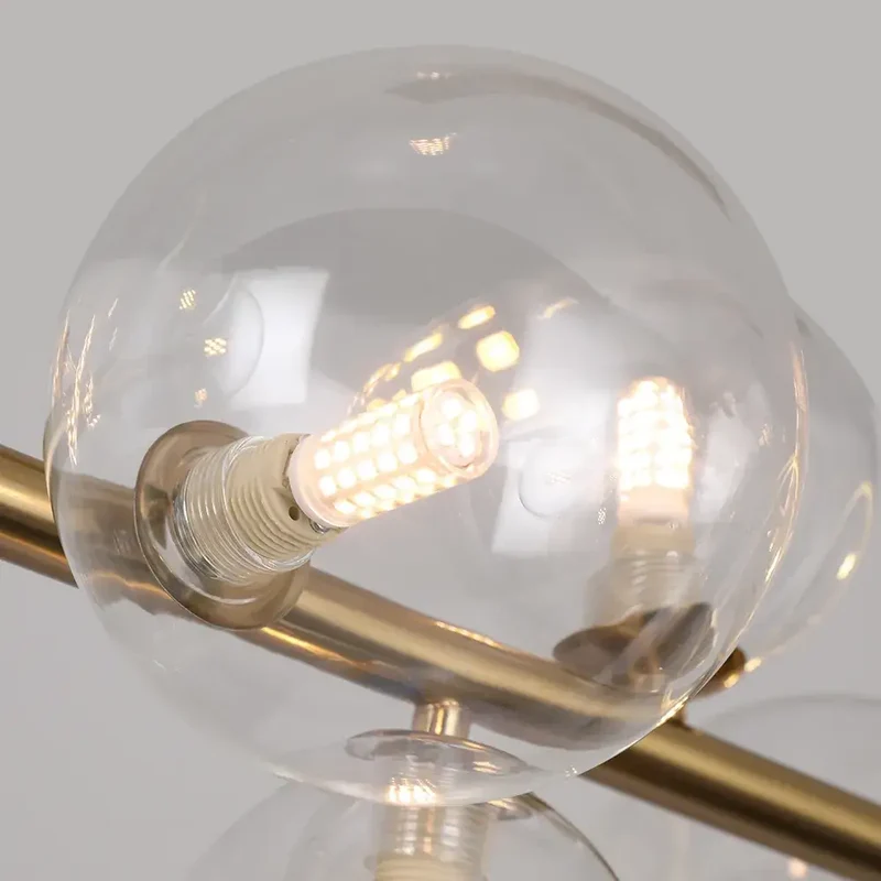 Glazen Hanglampen Lineair - Modern Gouden of Zwarte Hanglamp met 7 of 10 Lichtpunten - Inclusief G9 LED Lampen - Verstelbare Hoogte voor Keukeneiland Eettafel | Sansoti