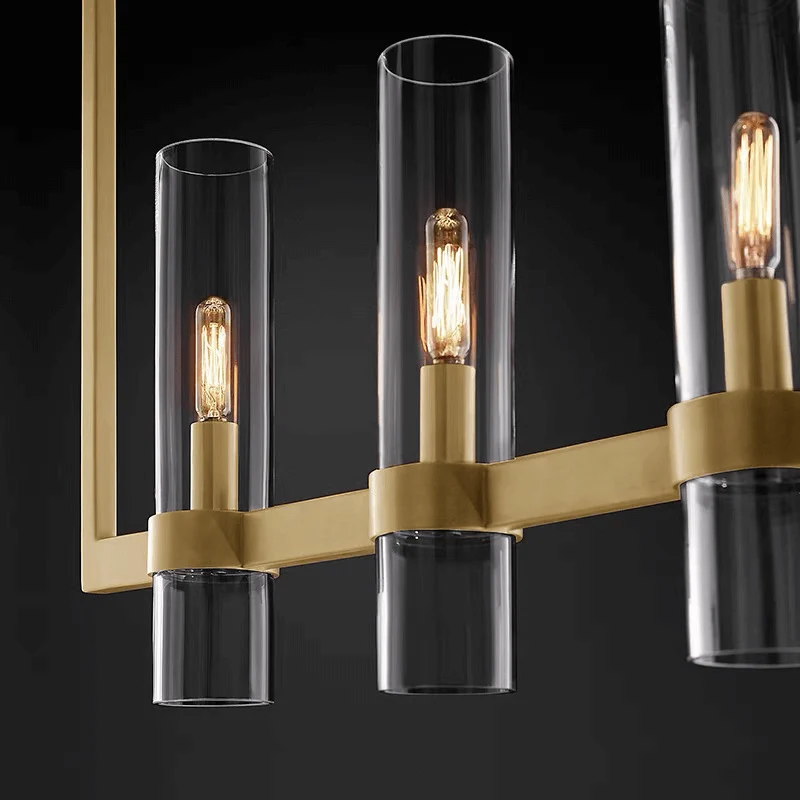 Moderne Eettafel Kroonluchter met Cilindervormige Glazen Kappen – Hanglamp Messing – Sfeerverlichting voor Woonkamer Eetkamer Keukeneiland | Sansoti