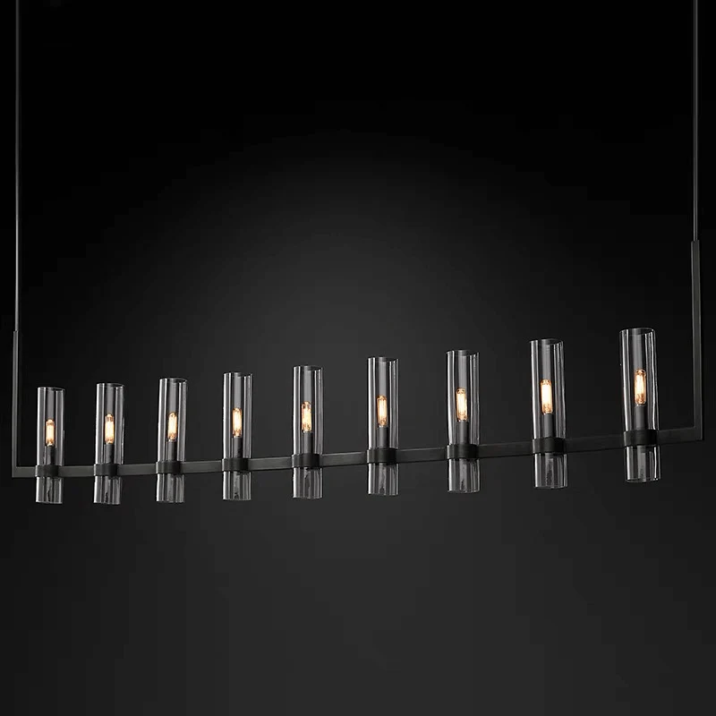Moderne Eettafel Kroonluchter met Cilindervormige Glazen Kappen – Hanglamp Messing – Sfeerverlichting voor Woonkamer Eetkamer Keukeneiland | Sansoti