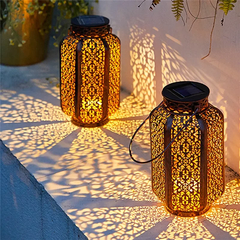 Geometrische Solartuinlantaarn Art Deco Design Brons IJzer LED Automatisch | Sansoti