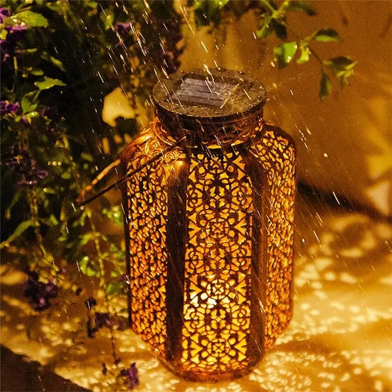 Geometrische Solartuinlantaarn Art Deco Design Brons IJzer LED Automatisch | Sansoti