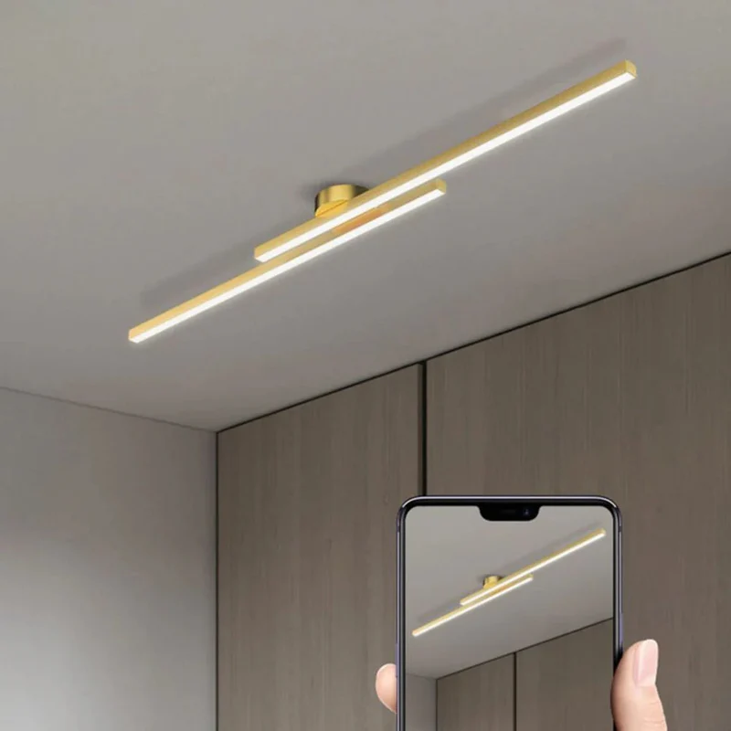 Langwerpige LED Plafondlamp Aluminium Dimbaar Modern 60cm 90cm 120cm Zwart Wit Goud | Sansoti