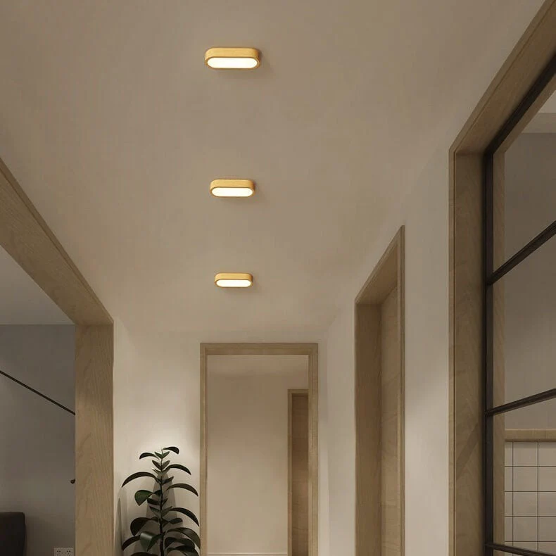Plafondlamp Hout met Ingebouwde LED 8W – Moderne Flush Mount Verlichting in Natuurlijke Houtnerf Finish | Sansoti