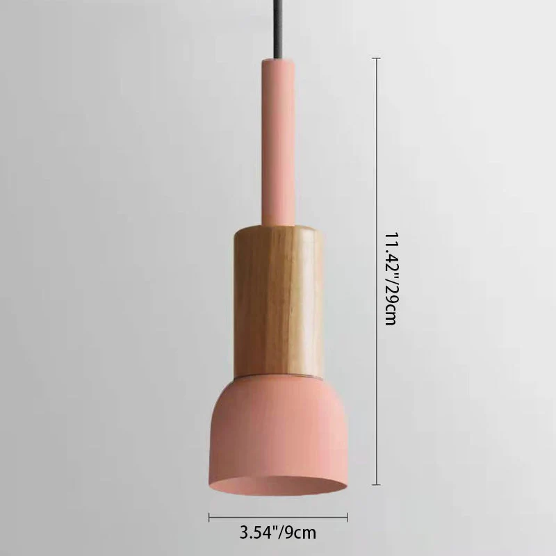 Scandinavische Houten Hanglamp met Gekleurd Metalen Accent - Minimalistische Verlichting voor Boven Eettafel en Woonkamer | Sansoti