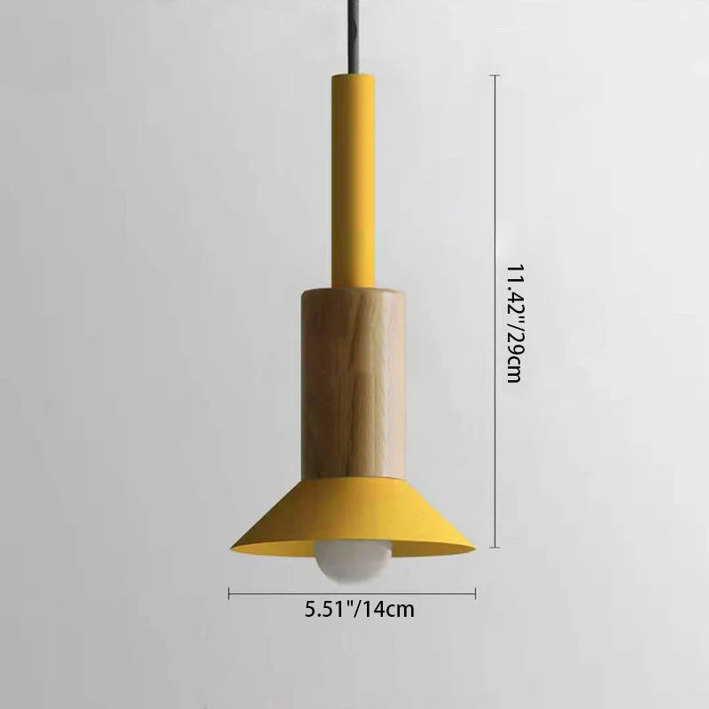 Scandinavische Houten Hanglamp met Gekleurd Metalen Accent - Minimalistische Verlichting voor Boven Eettafel en Woonkamer | Sansoti