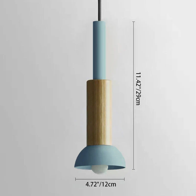 Scandinavische Houten Hanglamp met Gekleurd Metalen Accent - Minimalistische Verlichting voor Boven Eettafel en Woonkamer | Sansoti