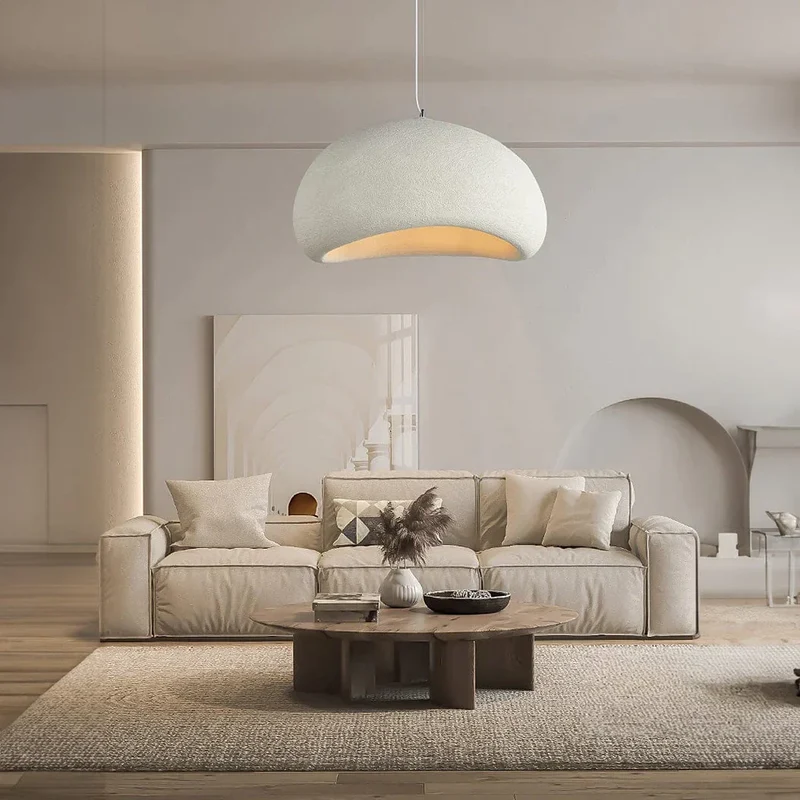Minimalistische Hanglamp met Natuurlijke Textuur en Warm Sfeerlicht voor Eetkamer en Woonkamer | Sansoti