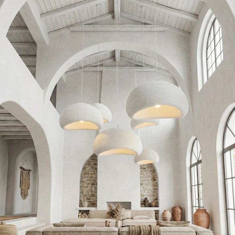 Minimalistische Hanglamp met Natuurlijke Textuur en Warm Sfeerlicht voor Eetkamer en Woonkamer | Sansoti