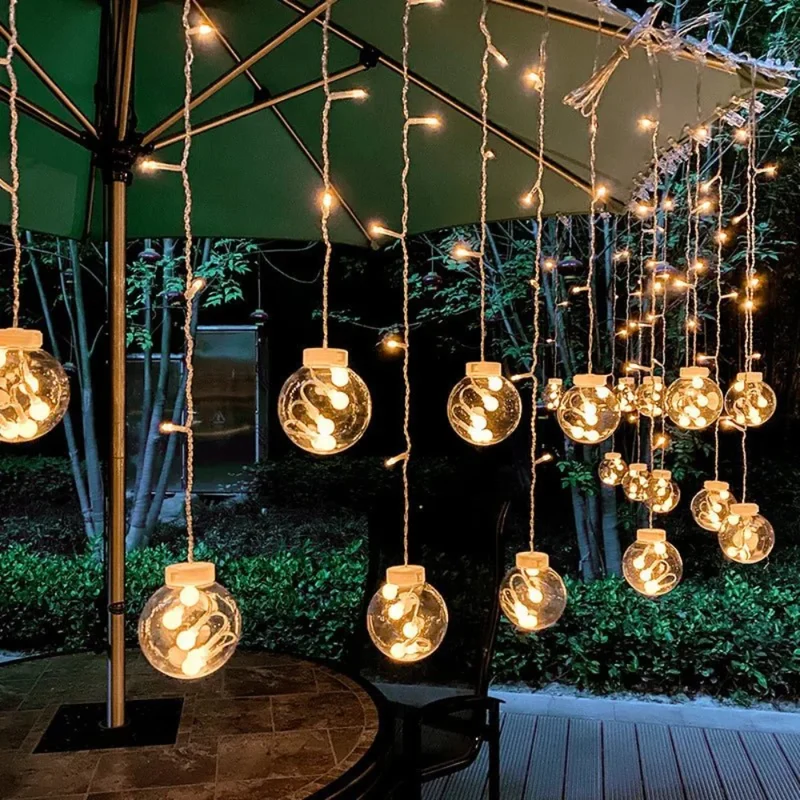 Zonneverlichte Slinger met Hangende Lampen voor Tuin en Terras – 3 Meter Warm Sfeerverlichting | Sansoti