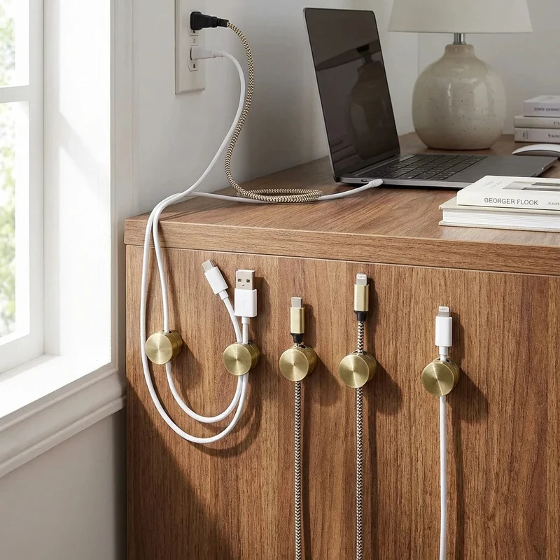 Metalen Kabelclips voor Bureau en Muur – Schroefmontage Set van 3 – Nette Kabelorganisatie Zwart Zilver Goud | Sansoti