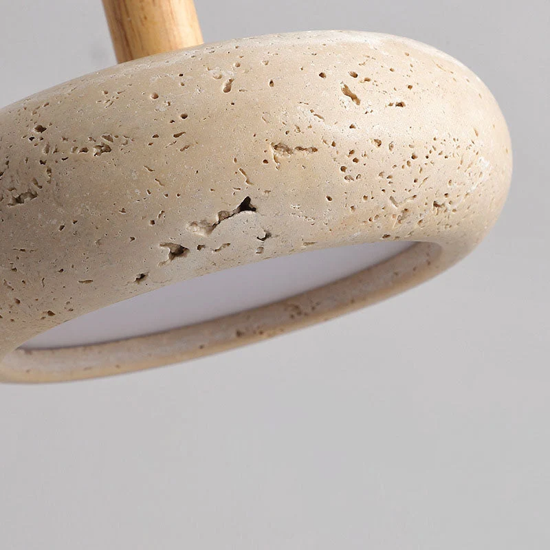 Zen Hanglamp met Natuursteen Kap en Houten Accent – Scandinavisch Design met Geïntegreerde LED | Sansoti