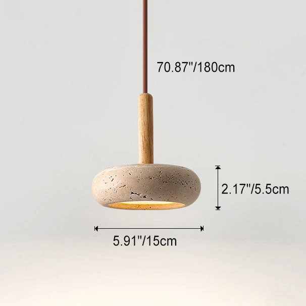 Zen Hanglamp met Natuursteen Kap en Houten Accent – Scandinavisch Design met Geïntegreerde LED | Sansoti