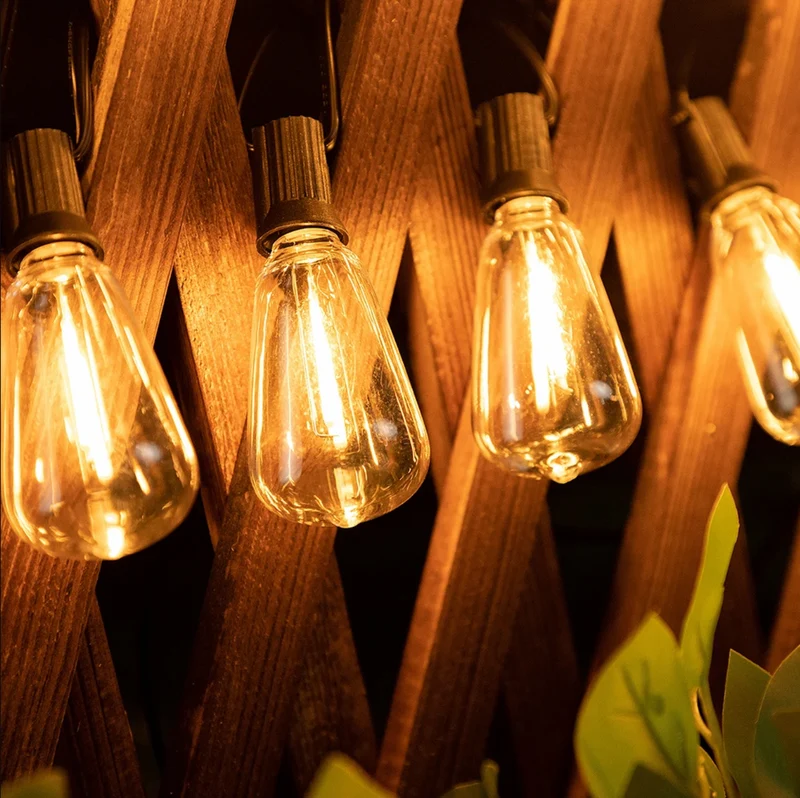 Weerbestendige Tuinverlichting met 15 Onbreekbare Lampen 10 Meter Snoer Zwart Tuinverlichting Feestverlichting IP44 LED Verlichting Buiten | Sansoti