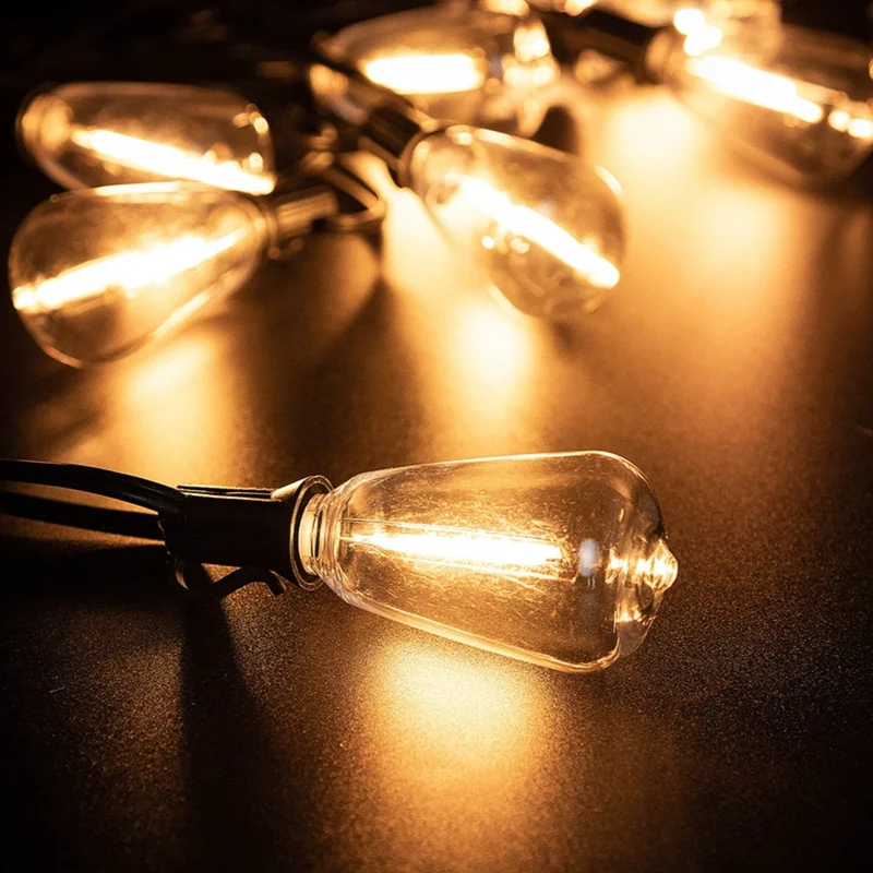 Weerbestendige Tuinverlichting met 15 Onbreekbare Lampen 10 Meter Snoer Zwart Tuinverlichting Feestverlichting IP44 LED Verlichting Buiten | Sansoti