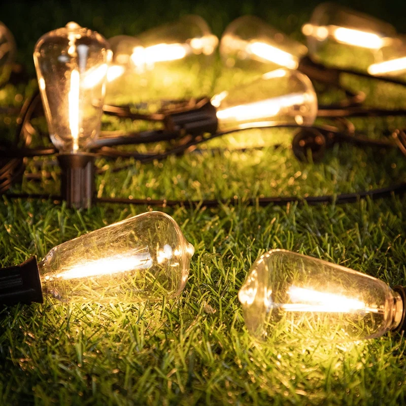 Weerbestendige Tuinverlichting met 15 Onbreekbare Lampen 10 Meter Snoer Zwart Tuinverlichting Feestverlichting IP44 LED Verlichting Buiten | Sansoti